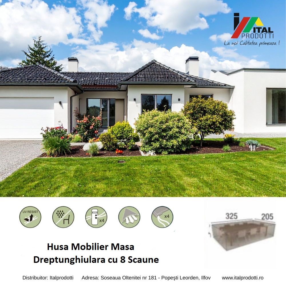 Husa Mobilier Masa Dreptunghiulara cu 8 Scaune 325x205x90 cm