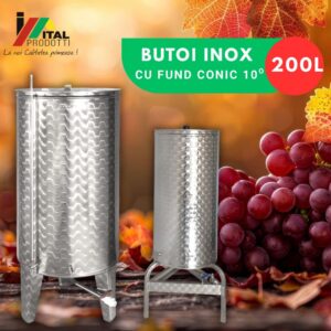 Butoi Inox 200 L cu fund conic 10°