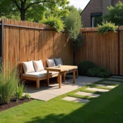 Gard din Bambus Natural folosit ca perete departior