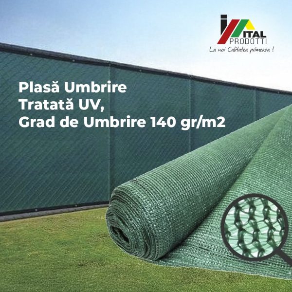 Plasa Umbrire 1.5 x 10 m, Grad de Umbrire 140 gr/m2, Tratata UV