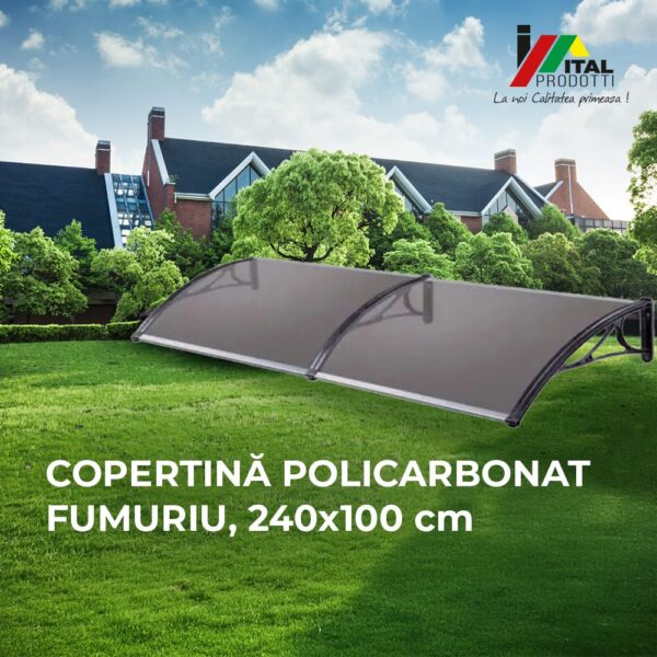 Copertina usa intrare policarbonat fumuriu 240 x 100 cm