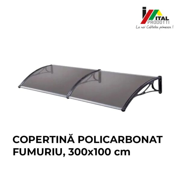 Copertina usa intrare policarbonat fumuriu 300 x 100 cm - imagine 7