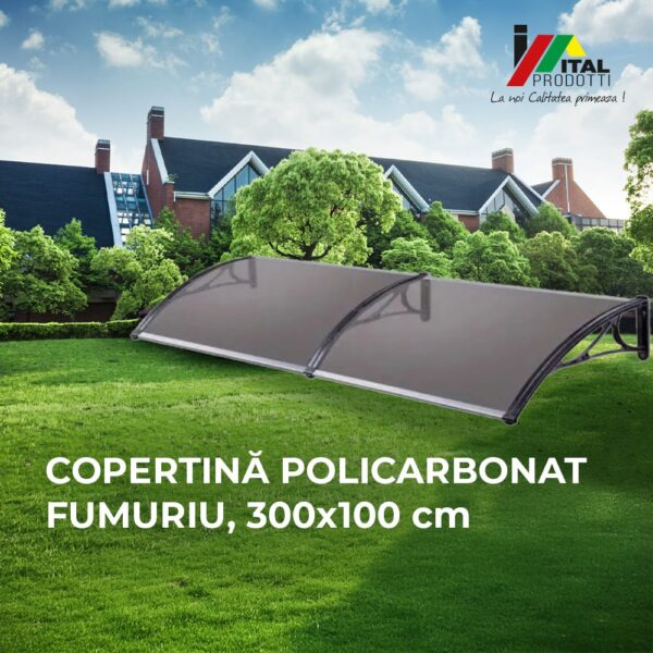 Copertina usa intrare policarbonat fumuriu 300 x 100 cm