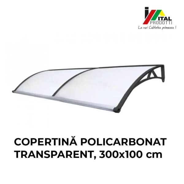 Copertina usa intrare policarbonat transparent 300 x 100 cm - imagine 7