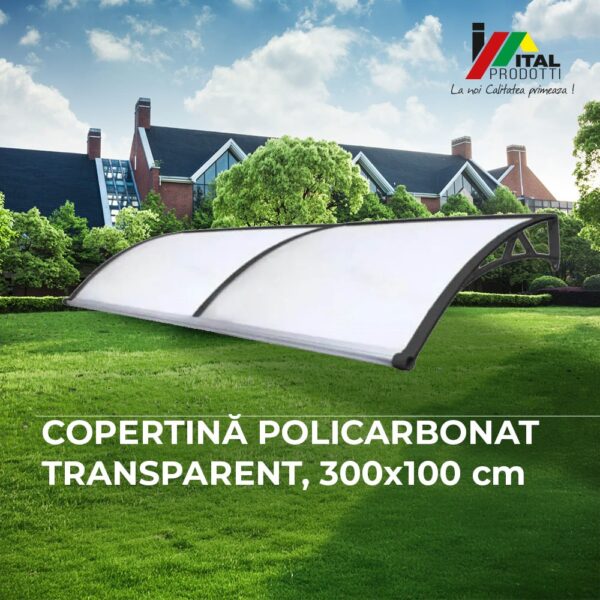 Copertina usa intrare policarbonat transparent 300 x 100 cm