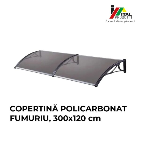Copertina usa intrare policarbonat fumuriu 300 x 120 cm - imagine 7