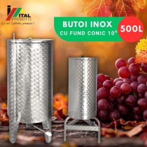 Butoi Inox 500 L cu fund conic 10°