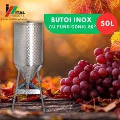 Butoi Inox 50 L cu fund conic 60°