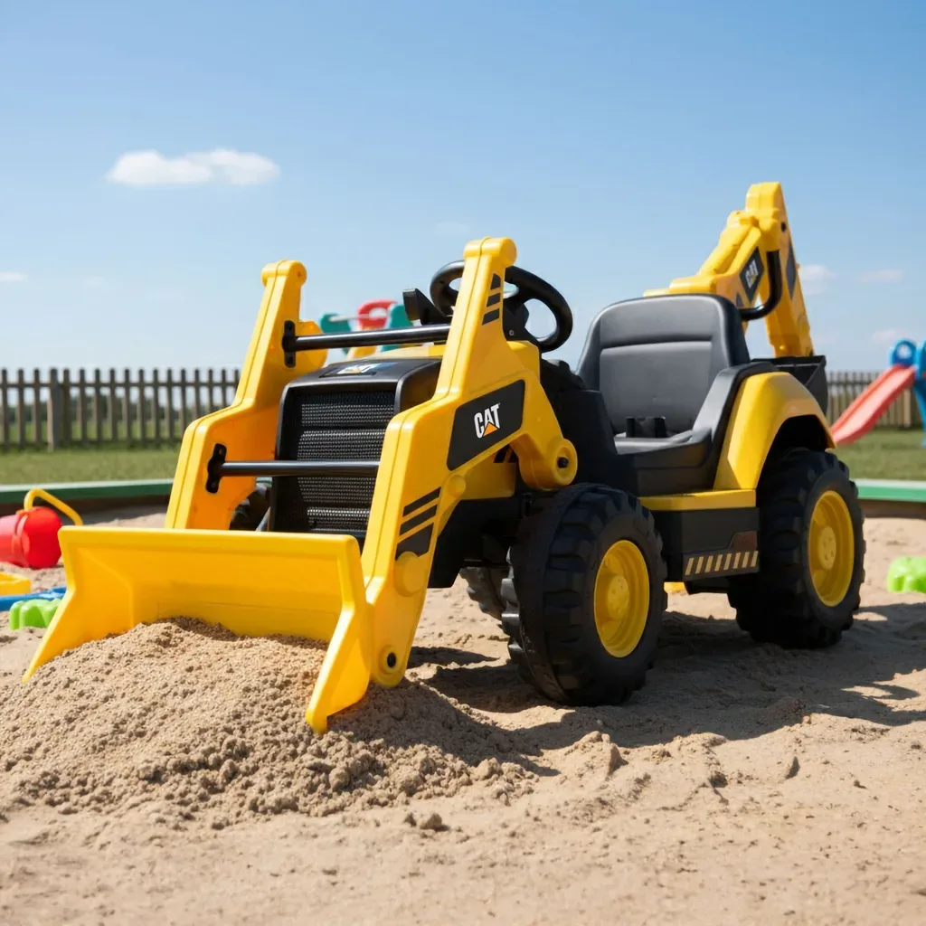 Buldoexcavator cu baterie - CAT BACKHOE GALBEN - imagine 8