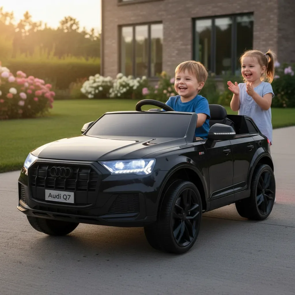 Masină de jucărie cu baterie - AUDI Q7 BLACK - imagine 9