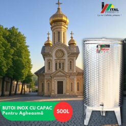 Butoi inox cu capac pentru agheasma 500 L